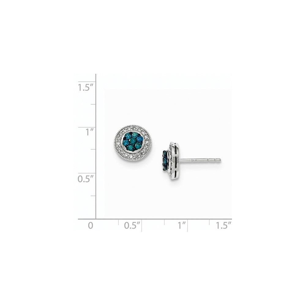 14K White Gold Blue & White Real Diamond Post Earring
