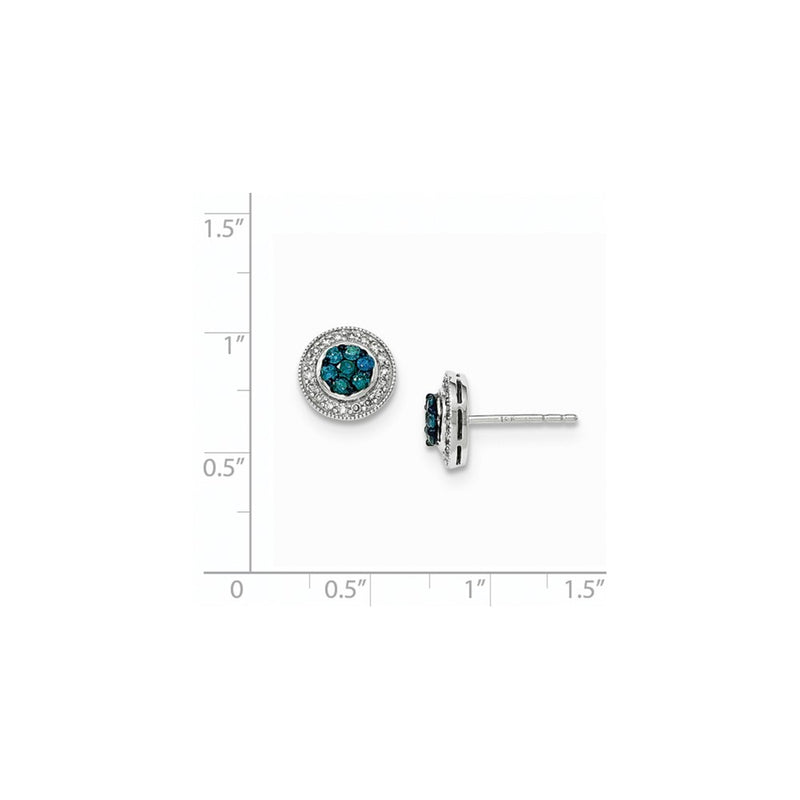 14K White Gold Blue & White Real Diamond Post Earring