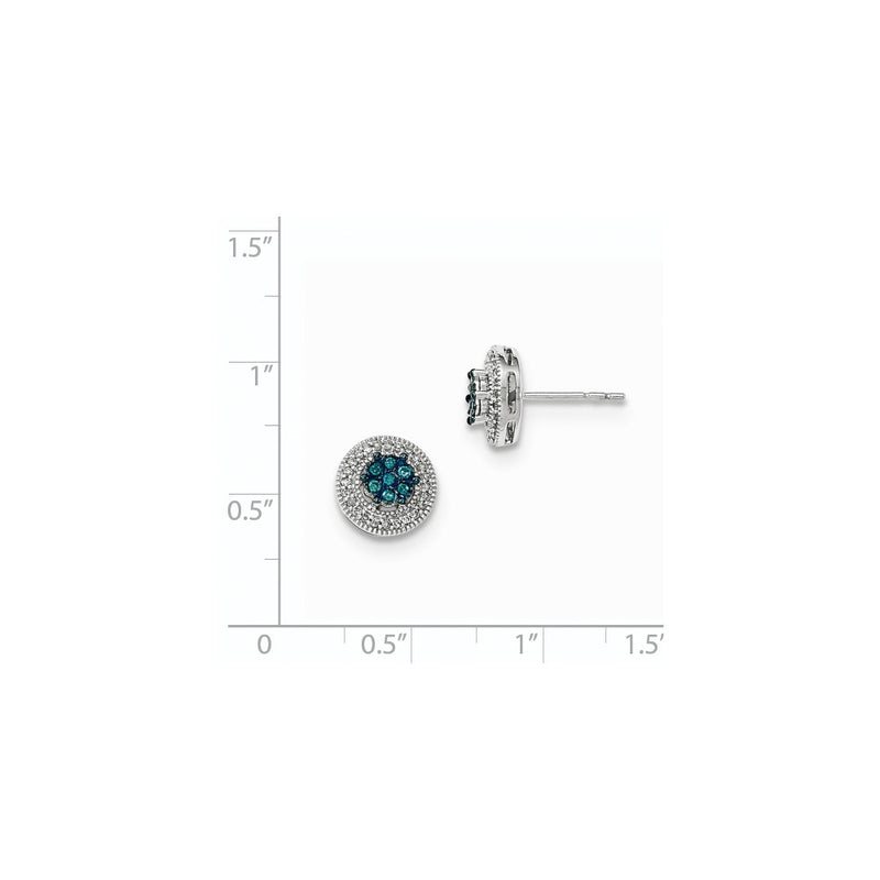 14K White Gold Blue & White Real Diamond Post Earrings