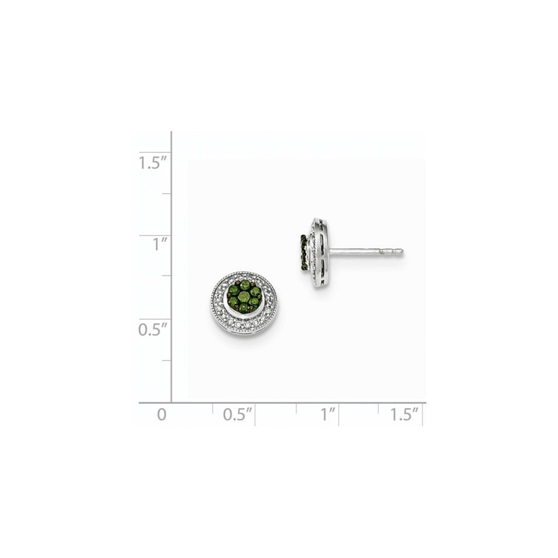 14K White Gold Green & White Real Diamond Post Earring