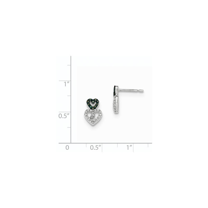 14K White Gold Polished Blue & White Real Diamond Black Rhodium Post Earrings