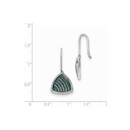 14k White Gold Blue and White Real Diamond Dangle Earrings