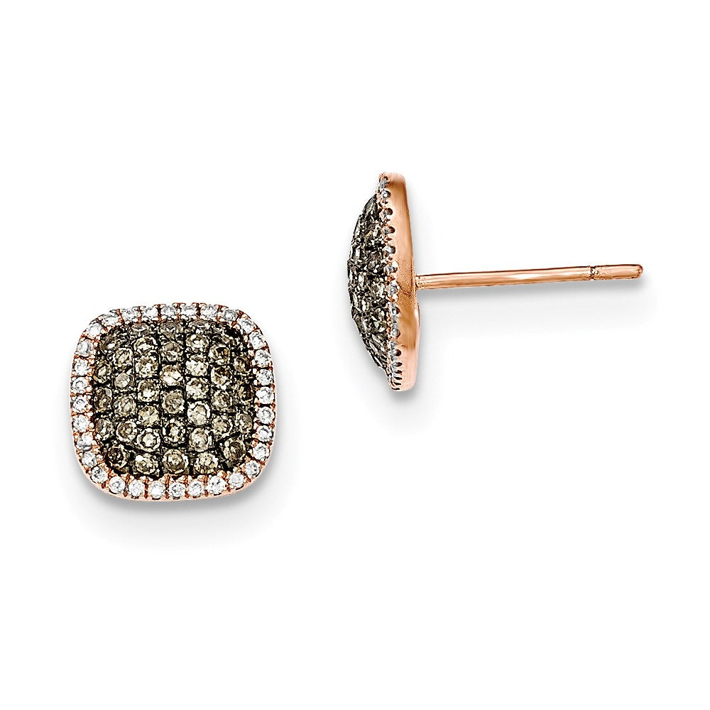 14K Rose Gold Real Diamond & PavÃ¢â‚¬Å¡ Champagne Real Diamond Earrings