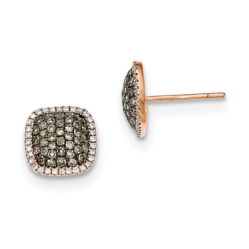 14K Rose Gold Real Diamond & PavÃ¢â‚¬Å¡ Champagne Real Diamond Earrings