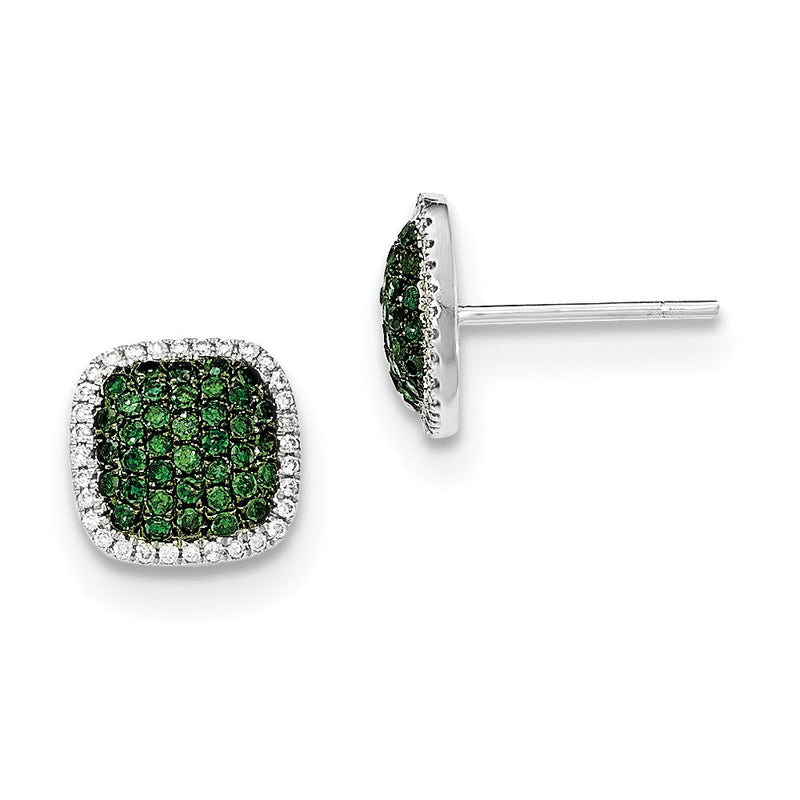 14K White Gold Real Diamond & PavÃ¢â‚¬Å¡ Green Real Diamond Post Earrings