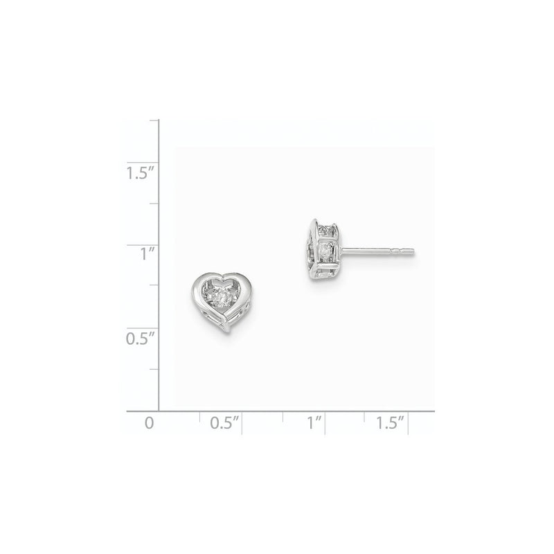 14k White Gold Vibrant Real Diamond Polished Heart Post Earrings