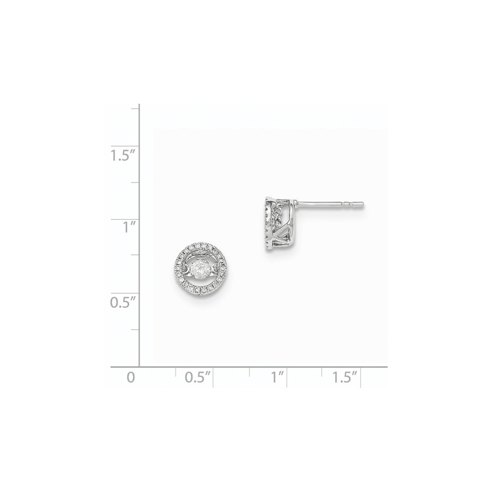 14k White Gold Vibrant Real Diamond Polished Round Post Earrings