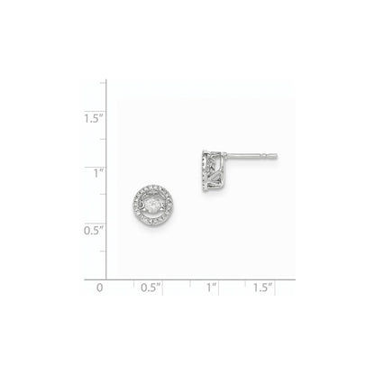 14k White Gold Vibrant Real Diamond Polished Round Post Earrings