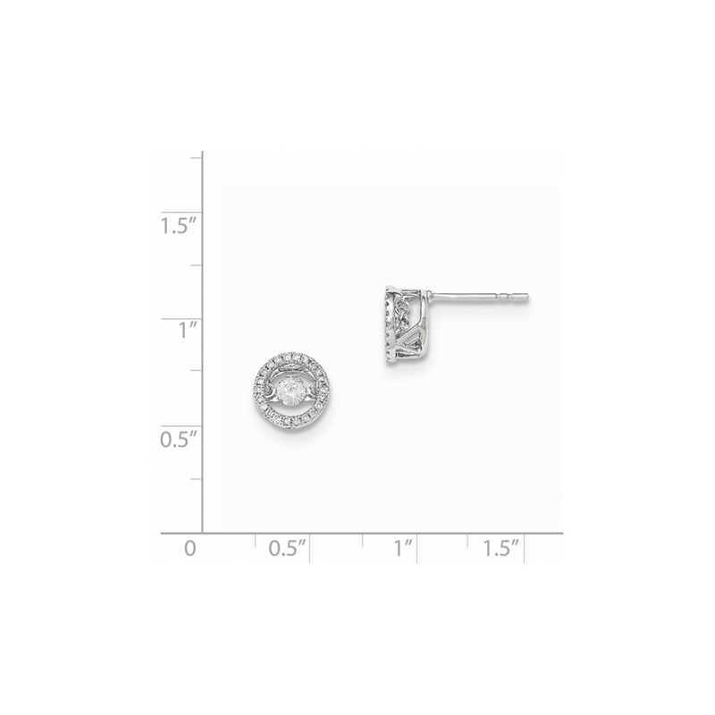14k White Gold Vibrant Real Diamond Polished Round Post Earrings