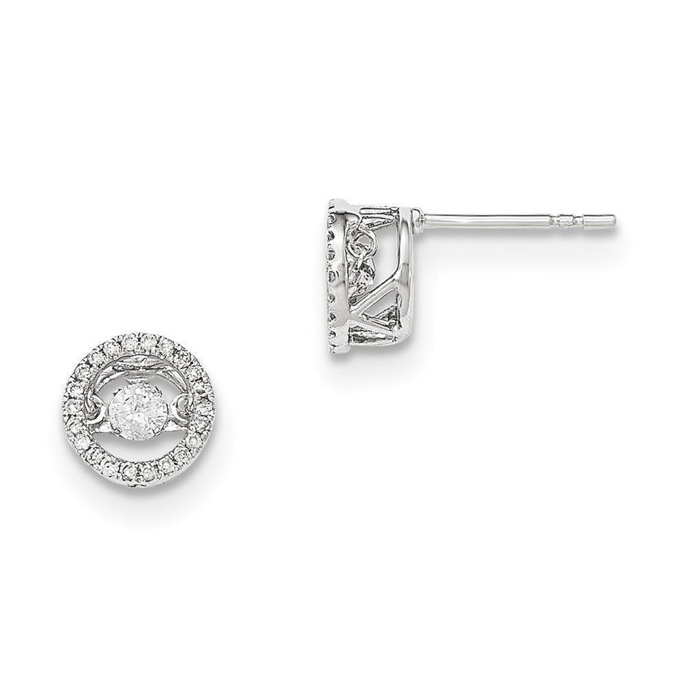 14k White Gold Vibrant Real Diamond Polished Round Post Earrings