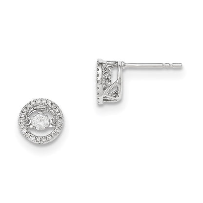 14k White Gold Vibrant Real Diamond Polished Round Post Earrings