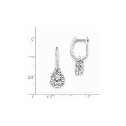 14K White Gold Vibrant Real Diamond Hinged Dangle Earrings