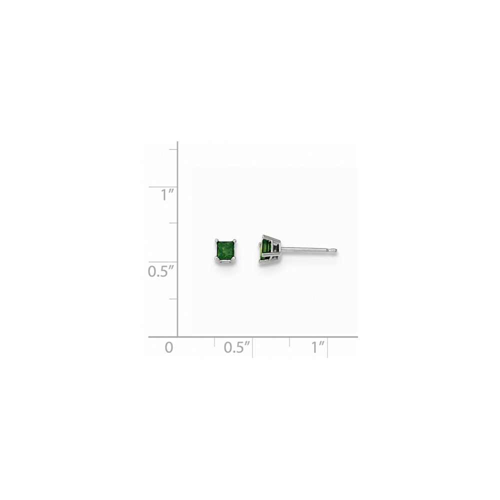 14K White Gold .25ct. Green Real Diamond Stud Earrings