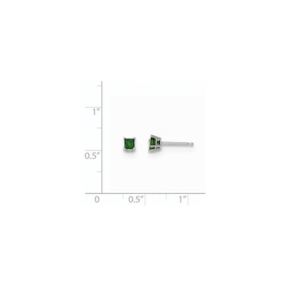14K White Gold .25ct. Green Real Diamond Stud Earrings