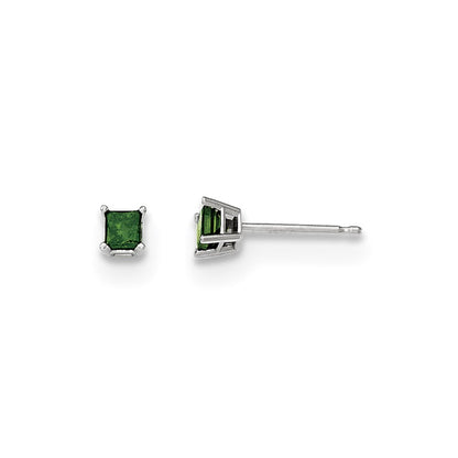 14K White Gold .25ct. Green Real Diamond Stud Earrings