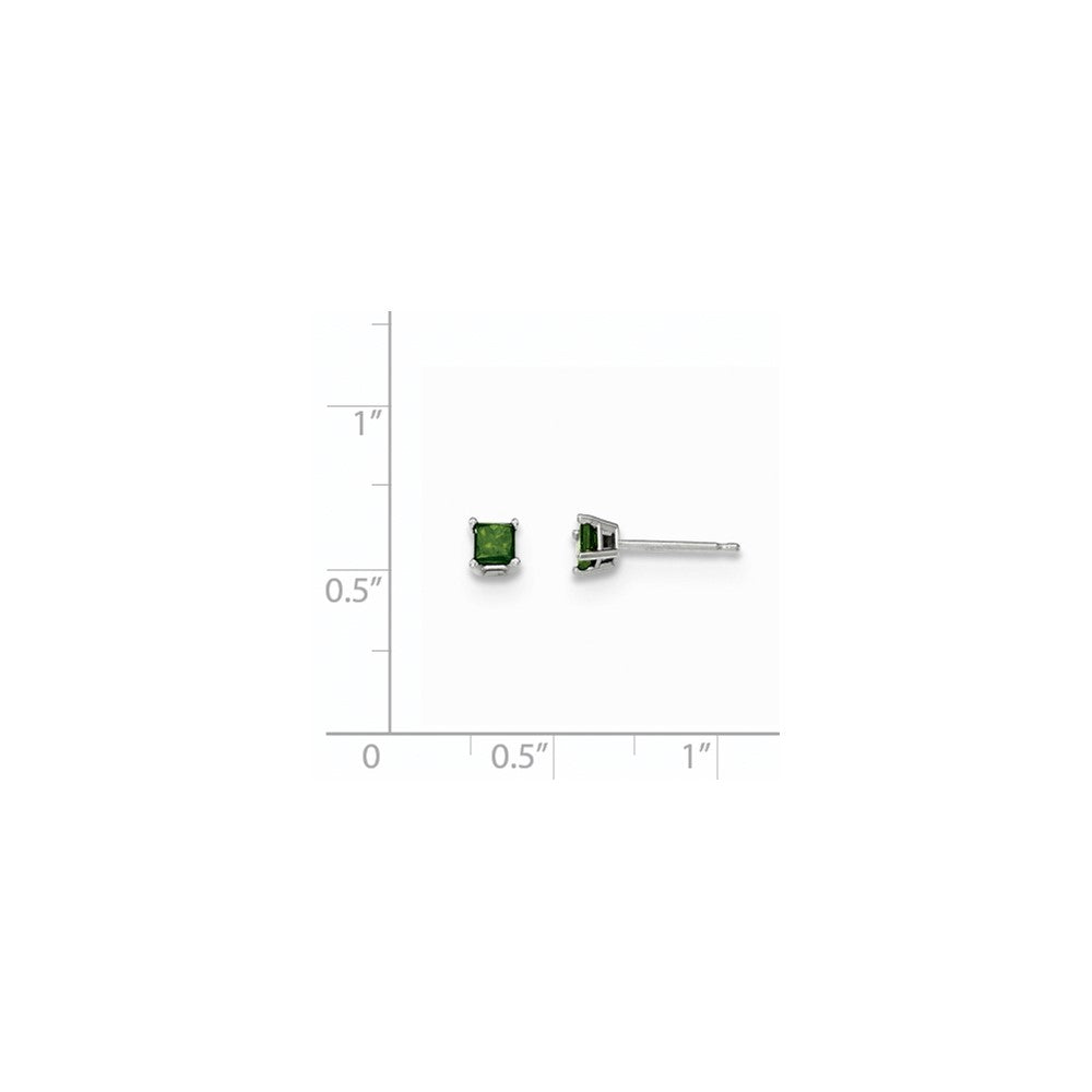 14K White Gold .30ct. Green Real Diamond Stud Earrings