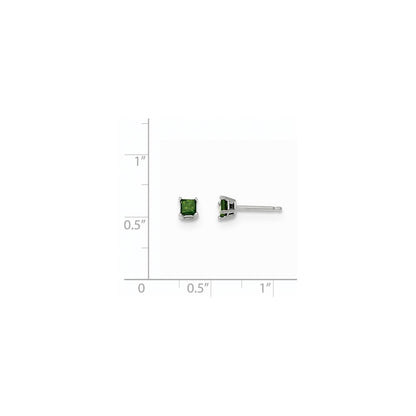 14K White Gold .30ct. Green Real Diamond Stud Earrings