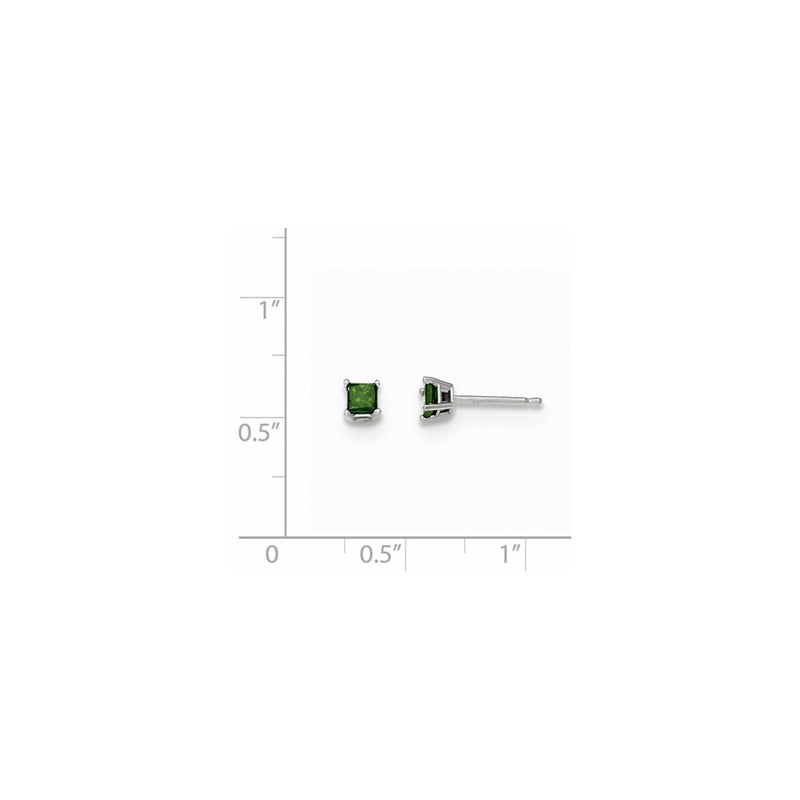 14K White Gold .30ct. Green Real Diamond Stud Earrings