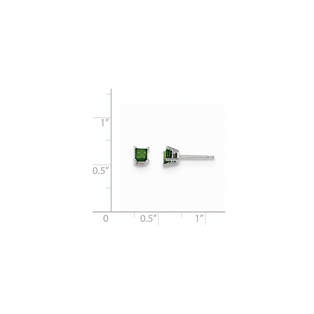 14K White Gold .40ct. Green Real Diamond Stud Earrings