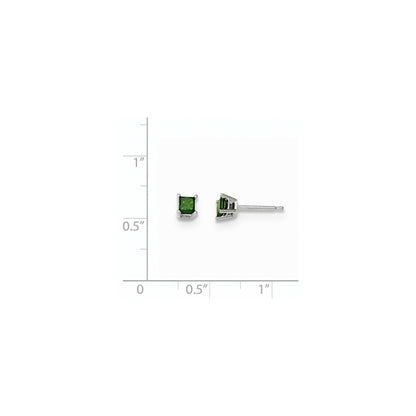 14K White Gold .40ct. Green Real Diamond Stud Earrings