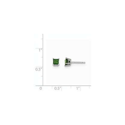 14K White Gold .50ct. Green Real Diamond Stud Earrings