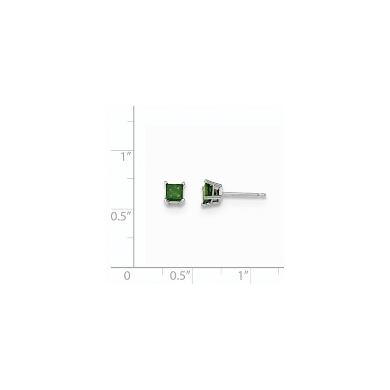 14K White Gold .50ct. Green Real Diamond Stud Earrings