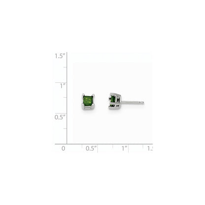 14K White Gold .75ct. Green Real Diamond Stud Earrings