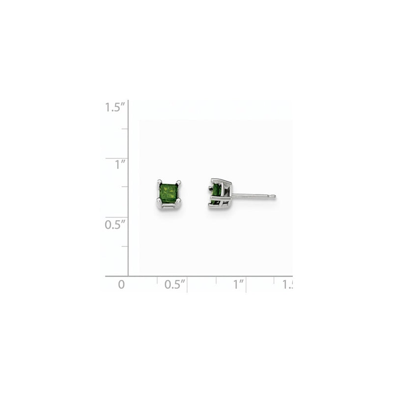14K White Gold .75ct. Green Real Diamond Stud Earrings