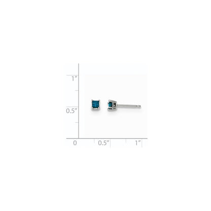 14k White Gold .25ct. Blue Diamond Stud Earrings