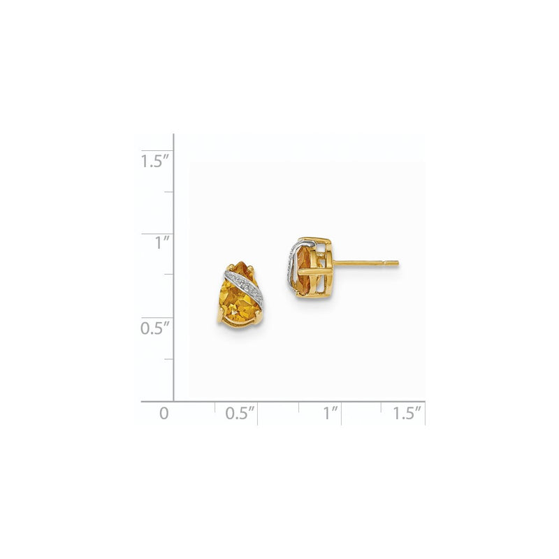 14k Yellow Gold Citrine and Real Diamond Earrings
