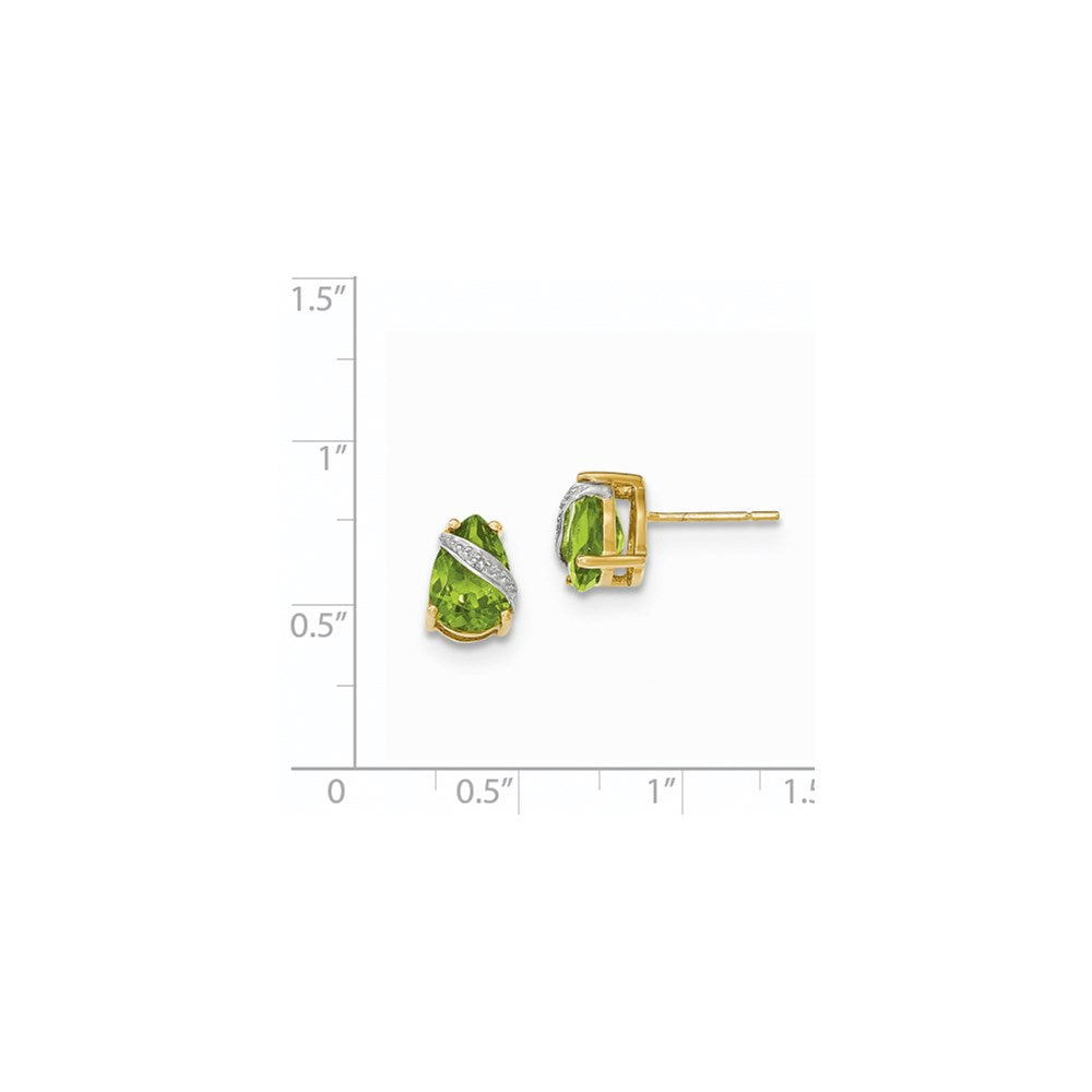 14k Yellow Gold Peridot and Real Diamond Earrings