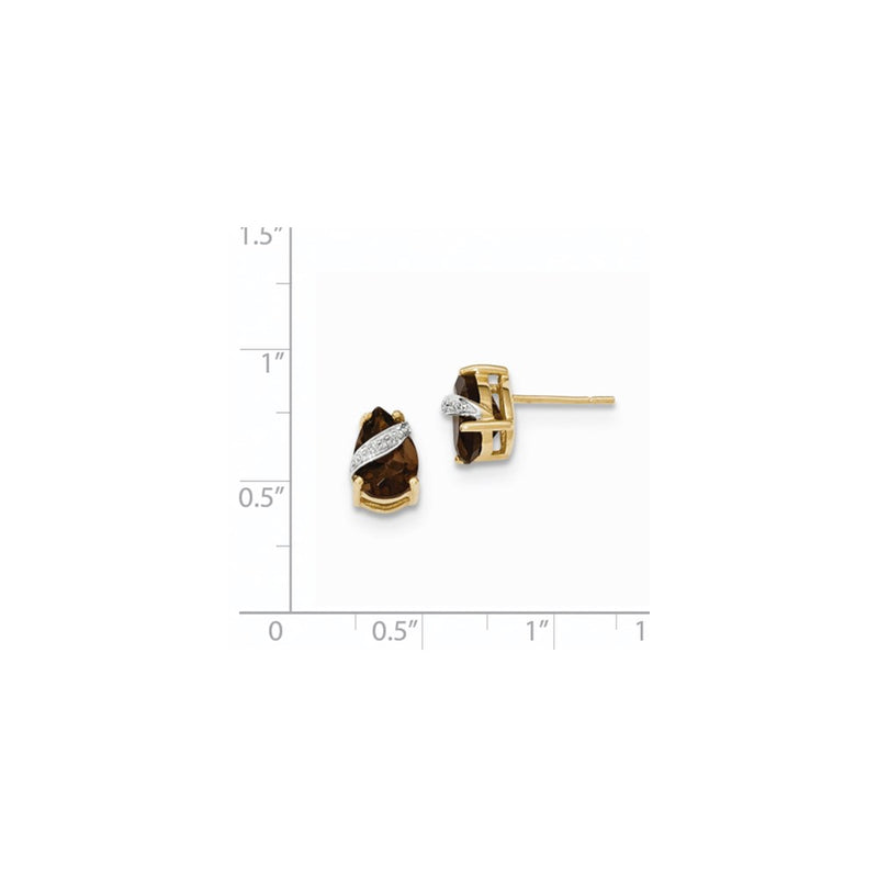 14k Smok Yellow Gold Quartz and Real Diamond Post Earrings