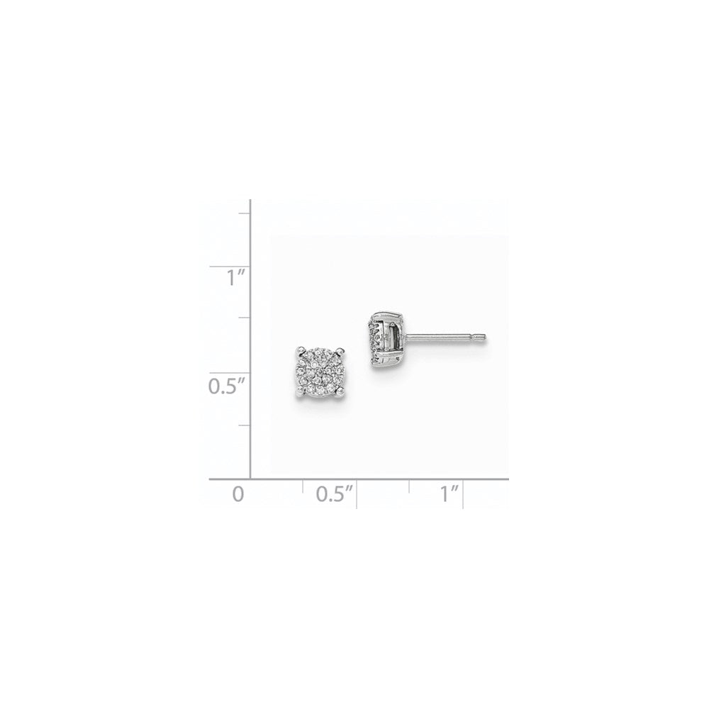 14k White Gold Real Diamond Post Earrings