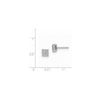 14k White Gold Real Diamond Post Earrings