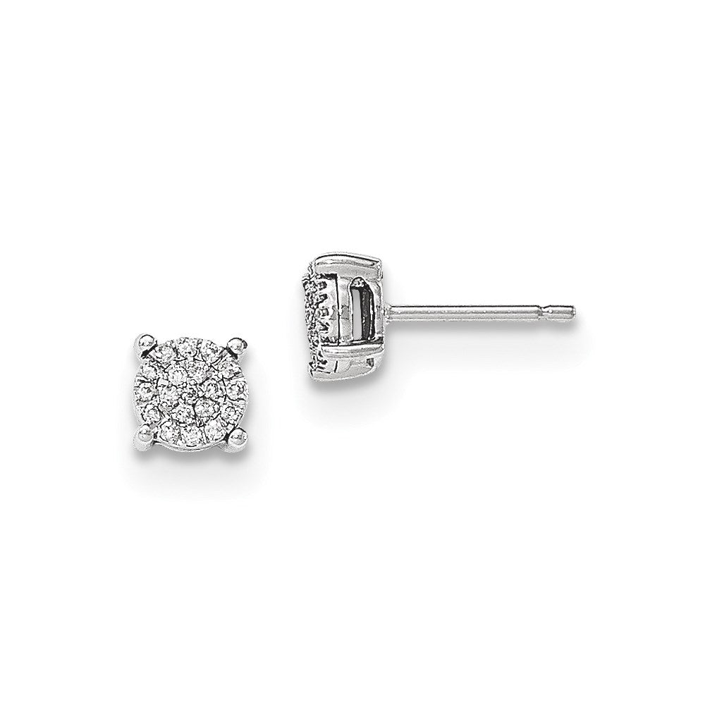 14k White Gold Real Diamond Post Earrings