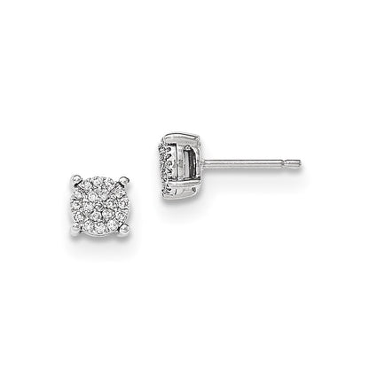 14k White Gold Real Diamond Post Earrings