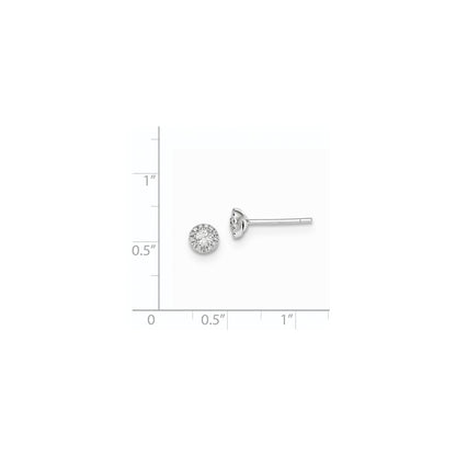14k White Gold Real Diamond Post Earrings