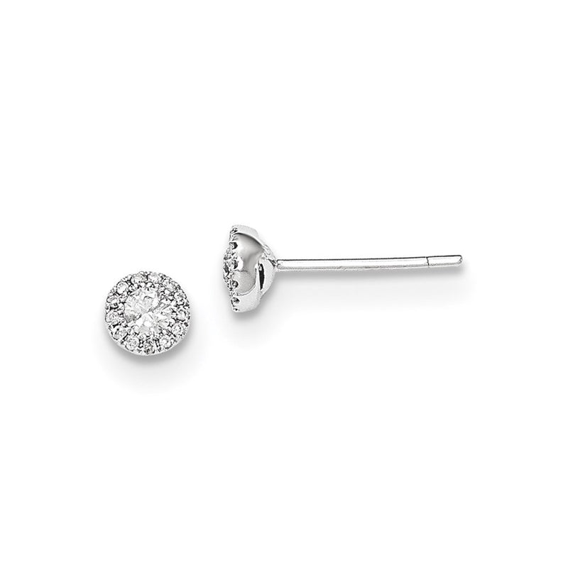 14k White Gold Real Diamond Post Earrings