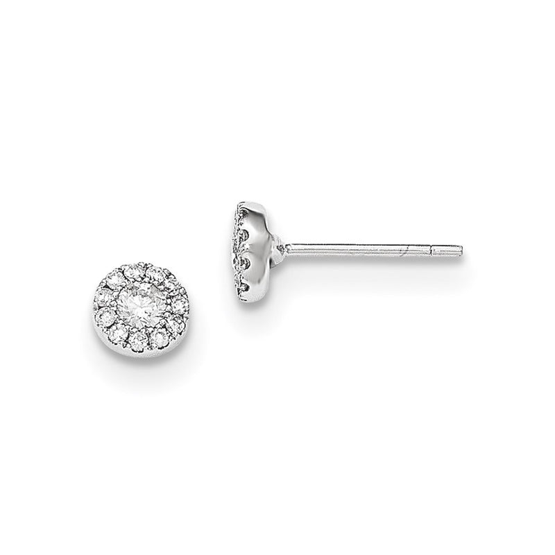 14k White Gold Real Diamond Post Earrings