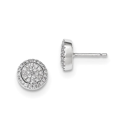 14k White Gold Real Diamond Post Earrings