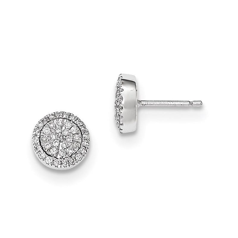 14k White Gold Real Diamond Post Earrings
