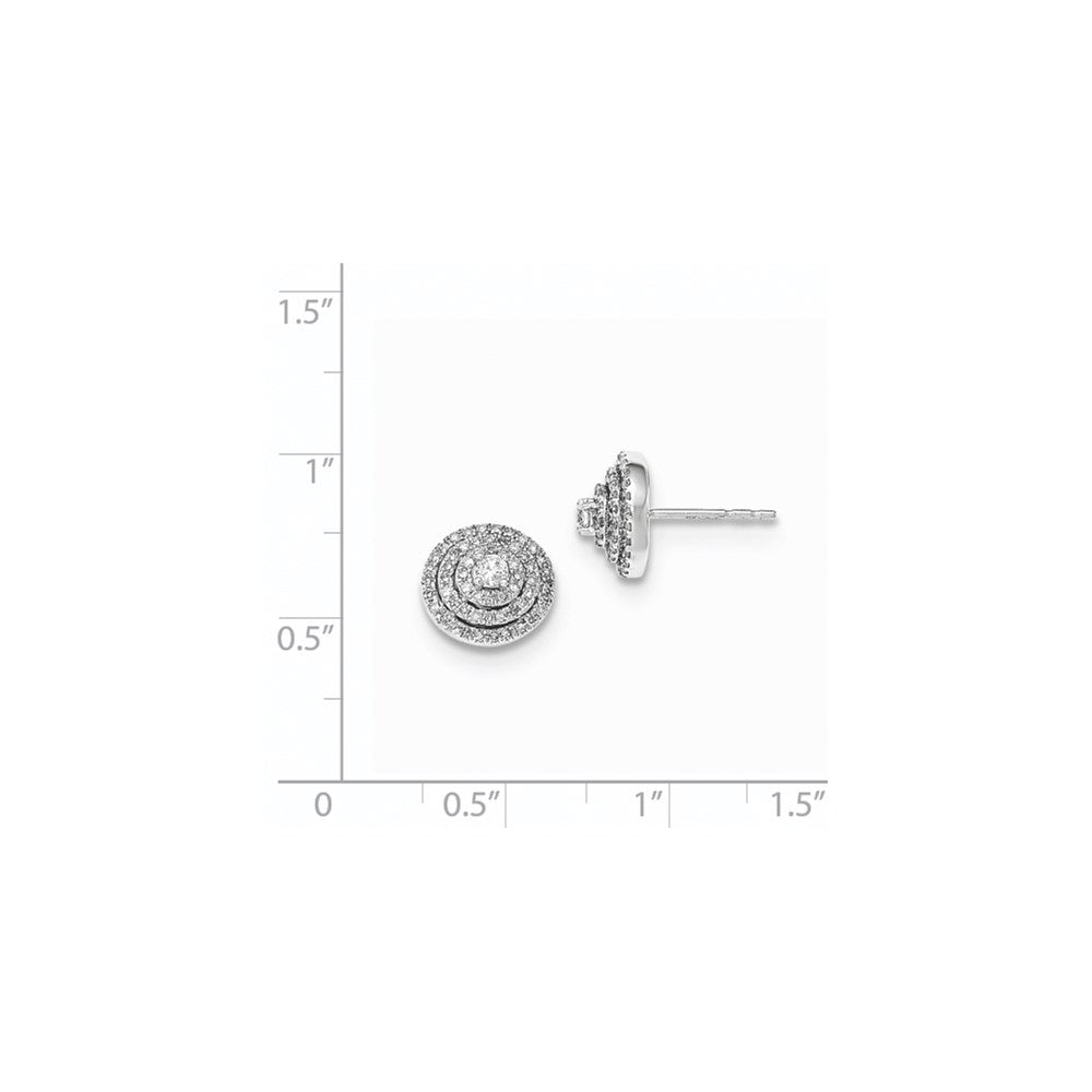 14K White Gold Real Diamond Post Earrings