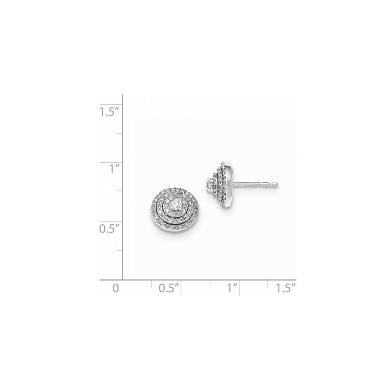 14K White Gold Real Diamond Post Earrings