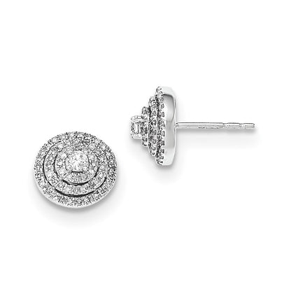 14K White Gold Real Diamond Post Earrings