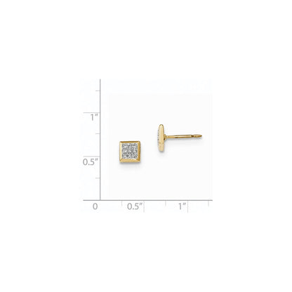14k Yellow Gold Real Diamond Post Earrings
