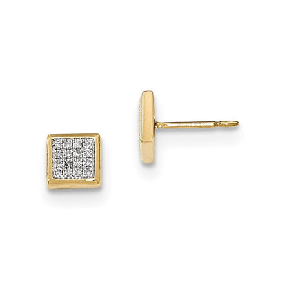 14k Yellow Gold Real Diamond Post Earrings