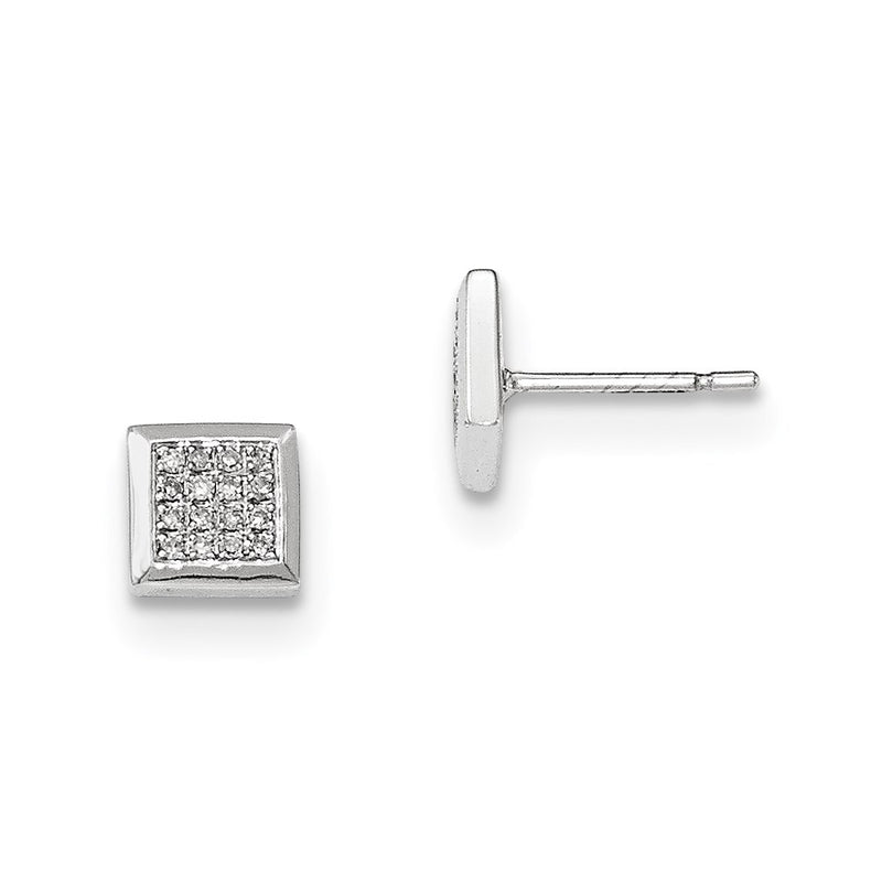 14K White Gold Real Diamond Post Earrings