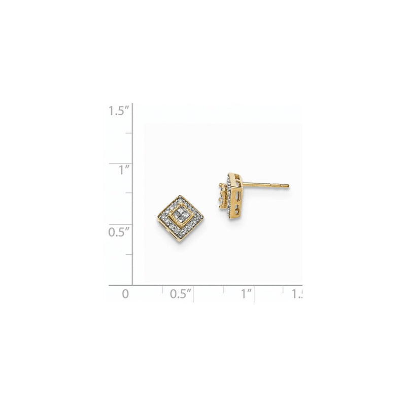 14k Yellow Gold Polished Real Diamond Post Earrings