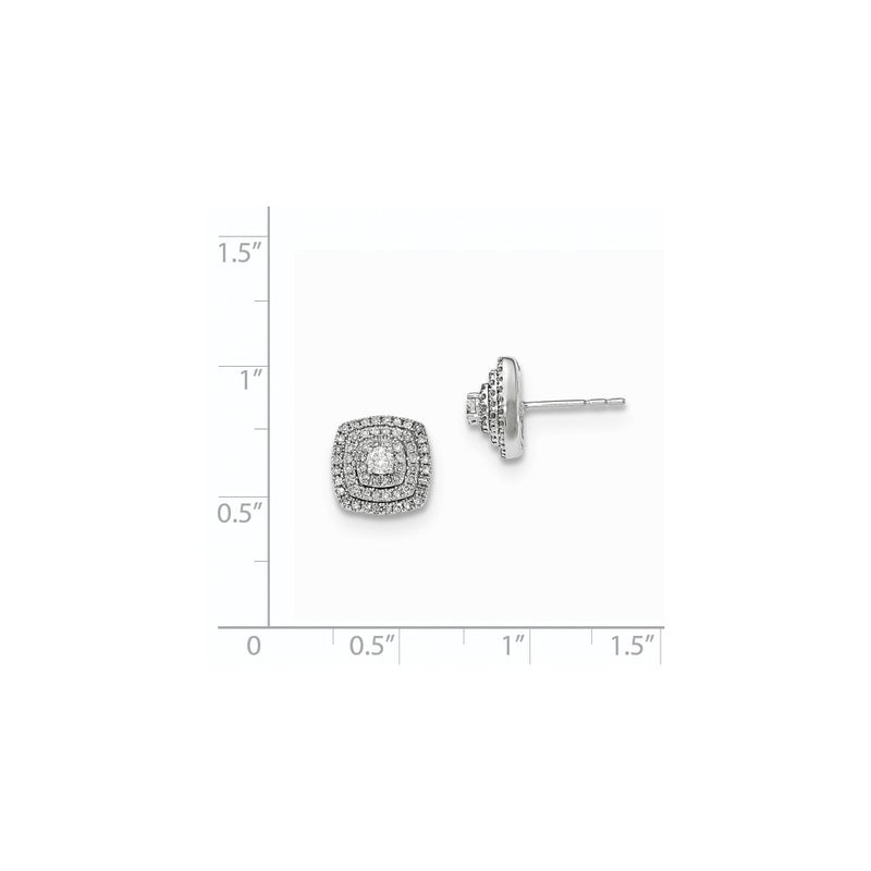 14K White Gold Real Diamond Post Earrings