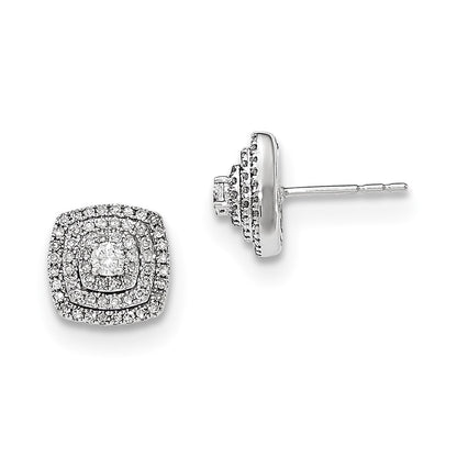 14K White Gold Real Diamond Post Earrings